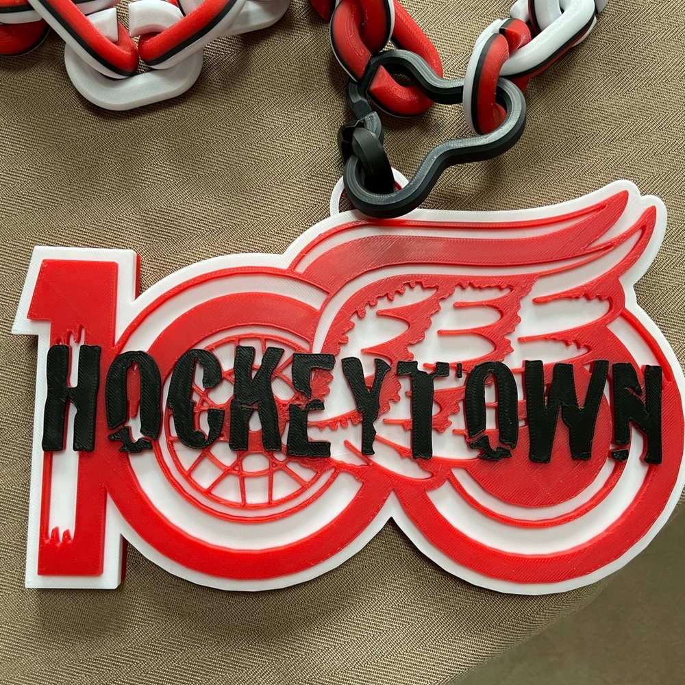 Red and White Hockeytown Necklace